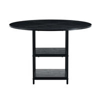 STOL za blagovaonicu, promjer 107 cm, MDF i metal, crni, s 2 odlagalne police - crna, drvni materijal (107/107/75cm) - BEAOK