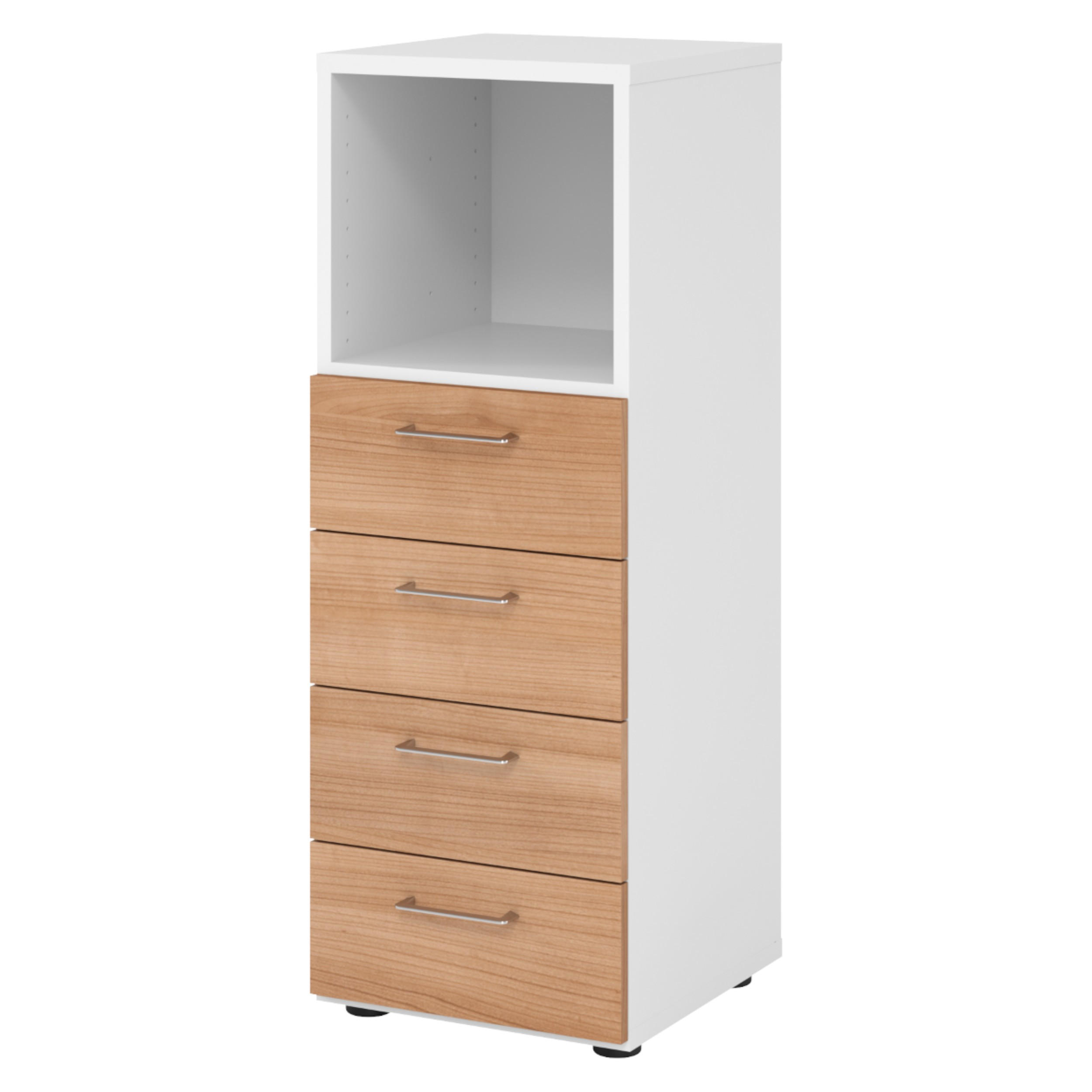bümö Schubladenschrank Weiß, Nussbaum 40x110x42 cm