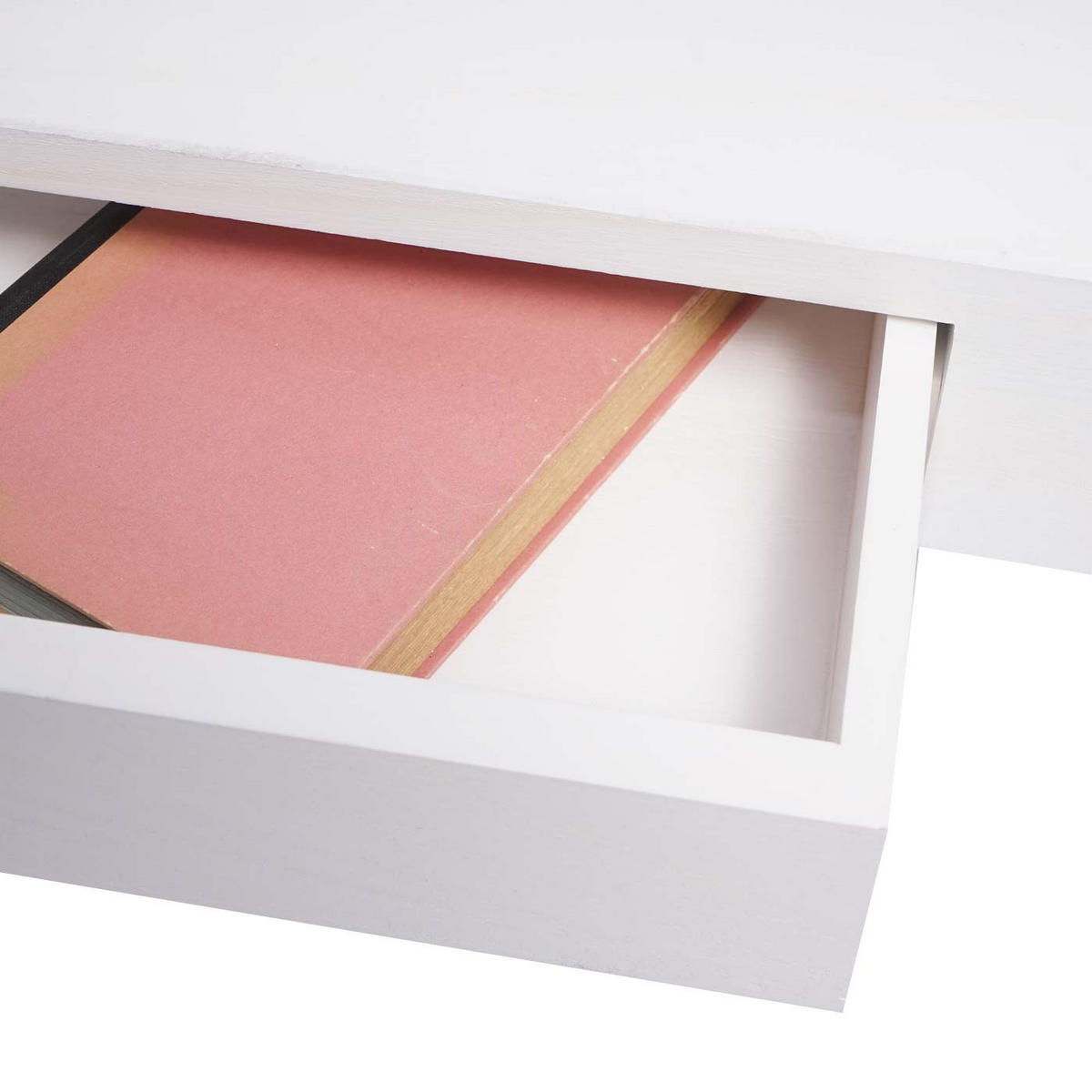 WANDREGAL 8x80x25cm Schublade Massiv-Holz Weiß Schweberegal - Weiß, Holz (80/8/25cm) - BERLINLODGE