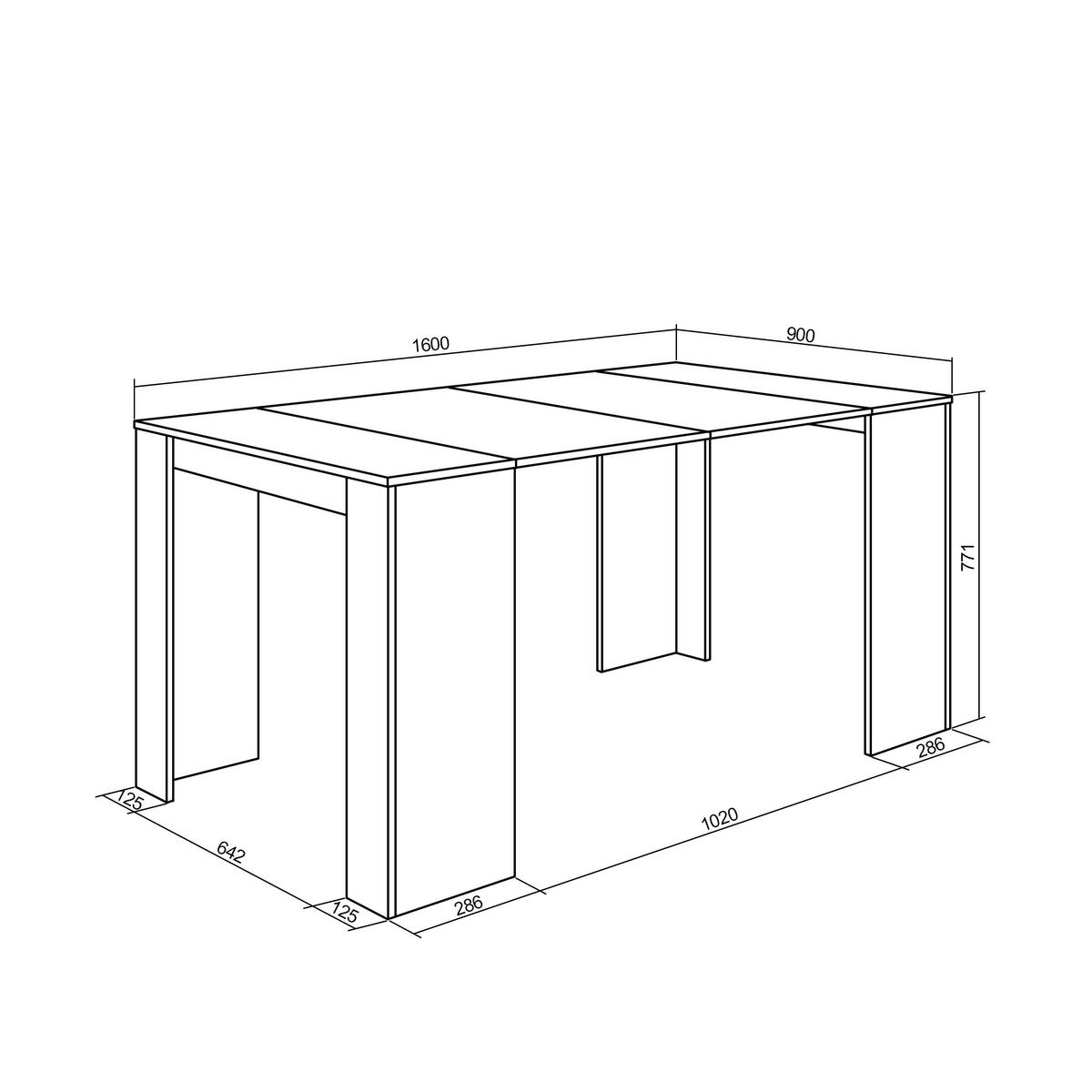 KONSOLENTISCH ausziehbar 58 bis 160cm, für 8 Gäste, eiche, 90/58/77cm - Eichefarben, Holzwerkstoff (90/160/77cm) - Skraut Home