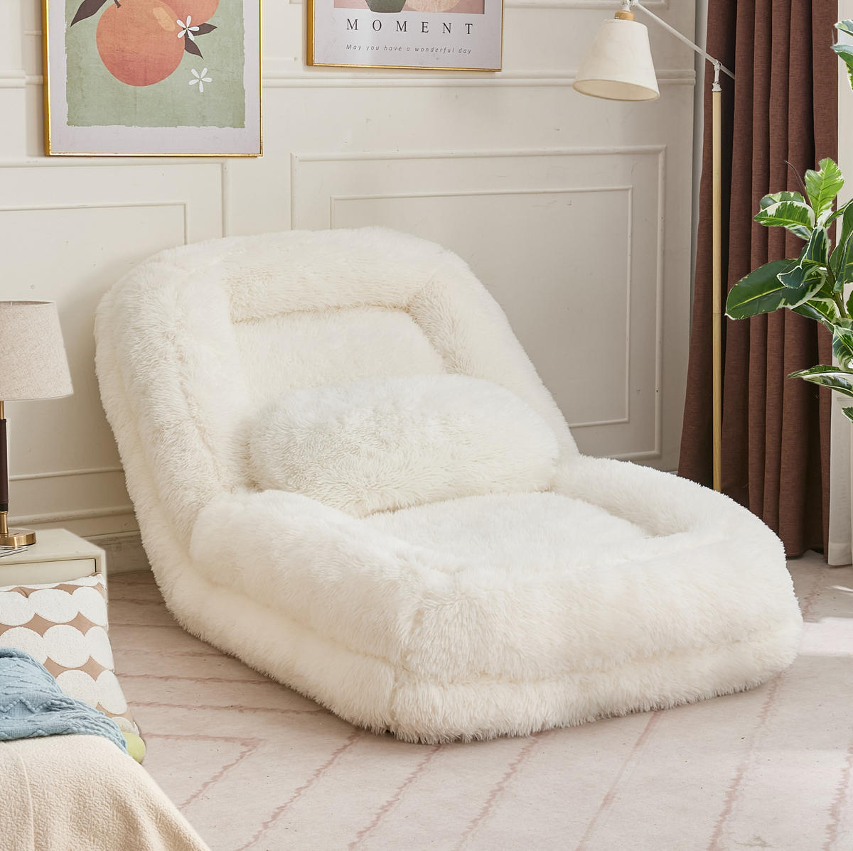 BODENSOFA mit 5-fach verstellbarer Rückenlehne 102 x 89 x 88 cm Beige - Beige, Kunststoff (89/88/102cm) - Beauniv