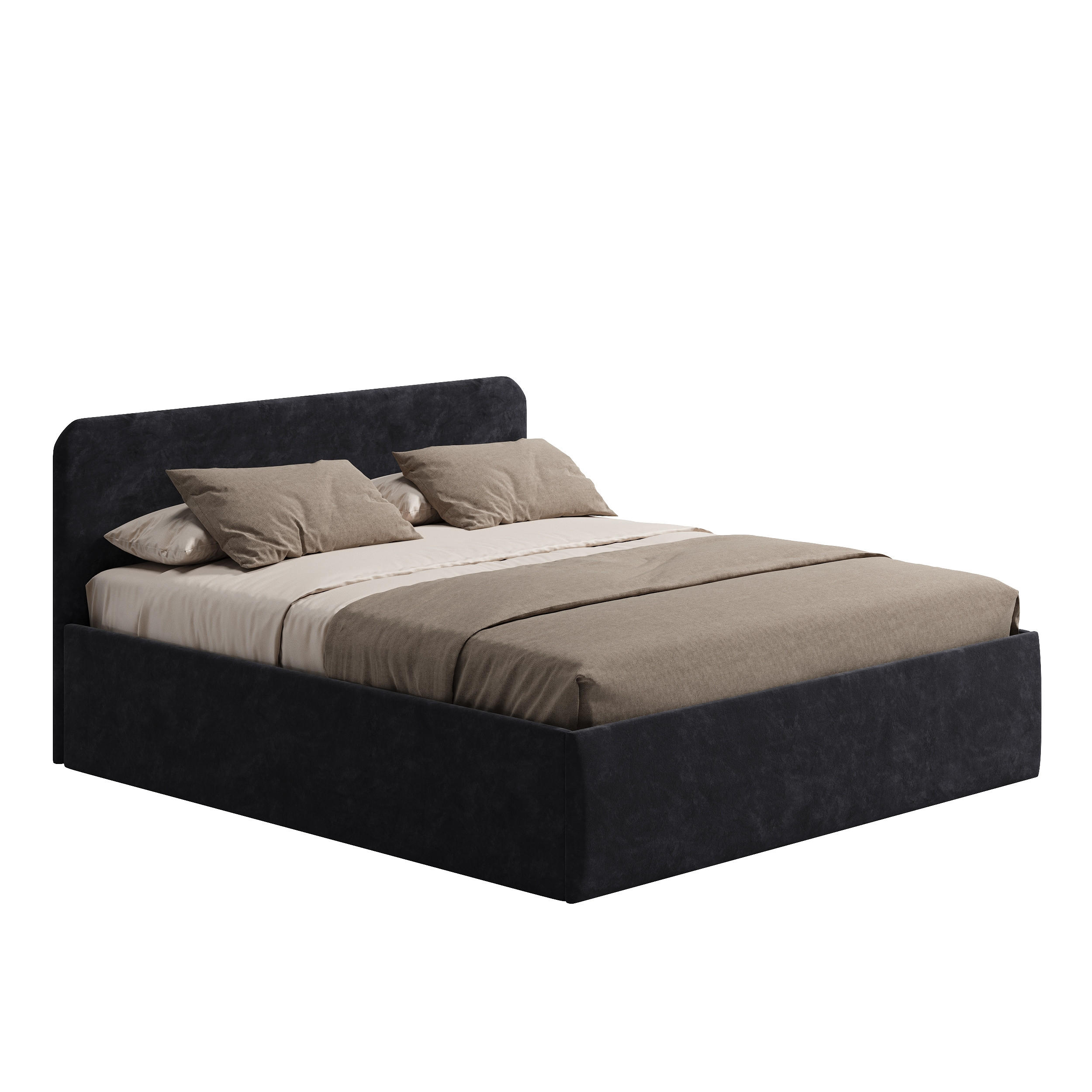 POLSTERBETT 180x200 cm Kaltschaummatratze H3 Microvelours in Schwarz - Schwarz, Textil (180/200cm) - Home Collective