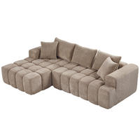 ECKSOFA modular mit Chaise longue 250/150/65 cm, Fango, Khaki - Sandfarben, Textil (160/250cm) - MIVRAY