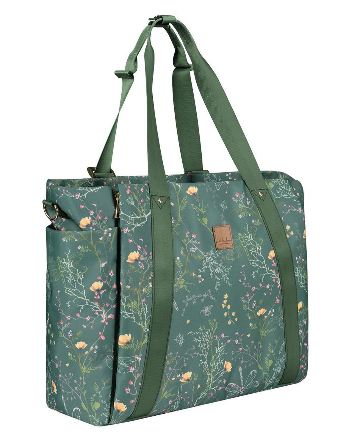 WICKELTASCHE Florence grün Wickelunterlage, Flaschentaschen, Reißverschluss, Kinderwagenclips - Grün, Textil (17/43/35cm) - Kikka boo