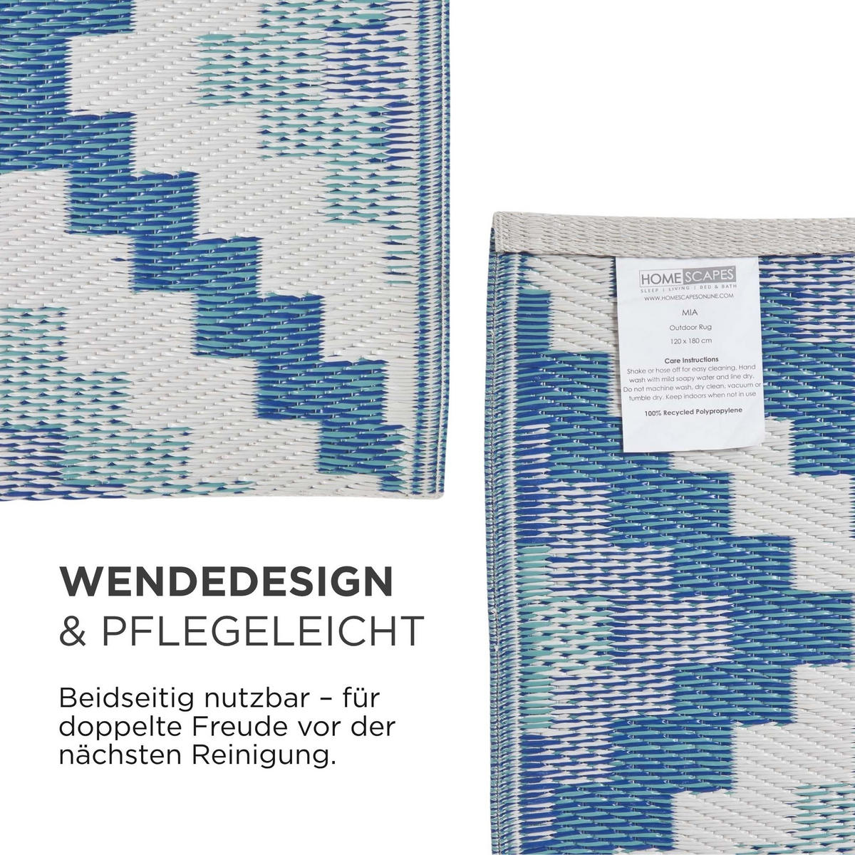 OUTDOORTEPPICH Mia, geometrisch gemustert 240/300 cm - Blau, Kunststoff (240/300cm) - Homescapes