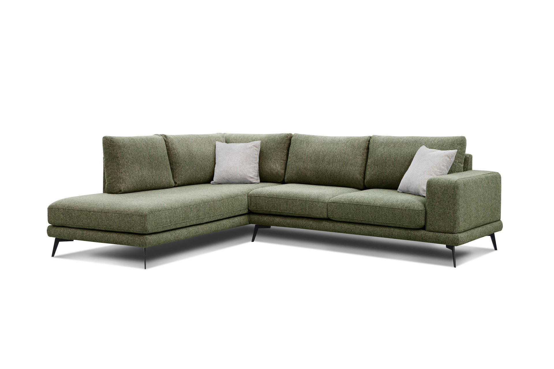 ECKSOFA MEDIOLANE 5-Sitzer, olivgrün - Olivgrün, Holzwerkstoff/Textil (219/282cm) - Courtois Laville