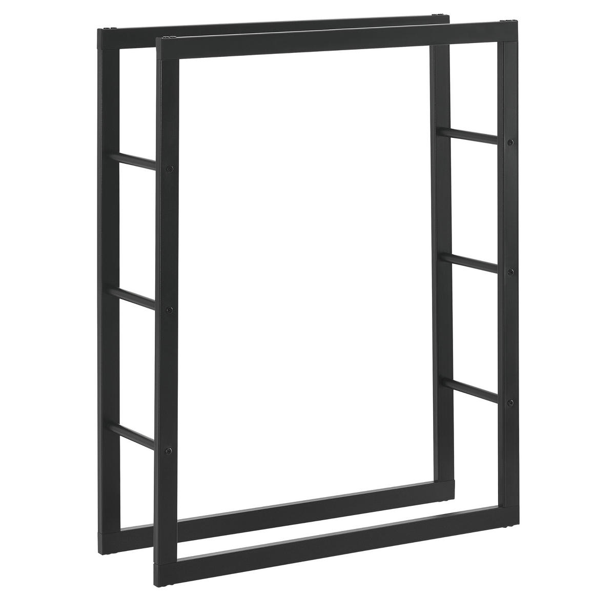 KAMINHOLZREGAL Täby - Schwarz, Metall (80/100/25cm) - [en.casa]
