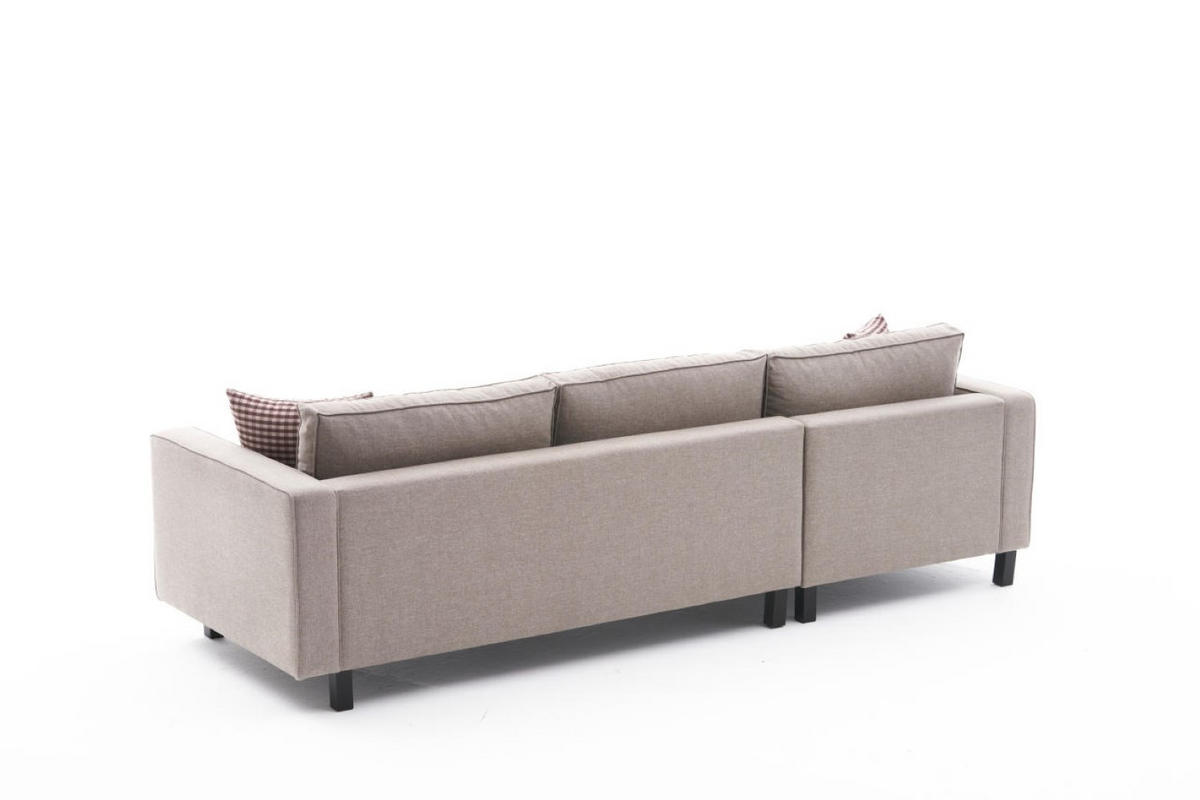 ECKSOFA mit elegantem Leinen-Bezug - Beige/Creme, Buchenholz/Textil (258/187cm) - myHomelando