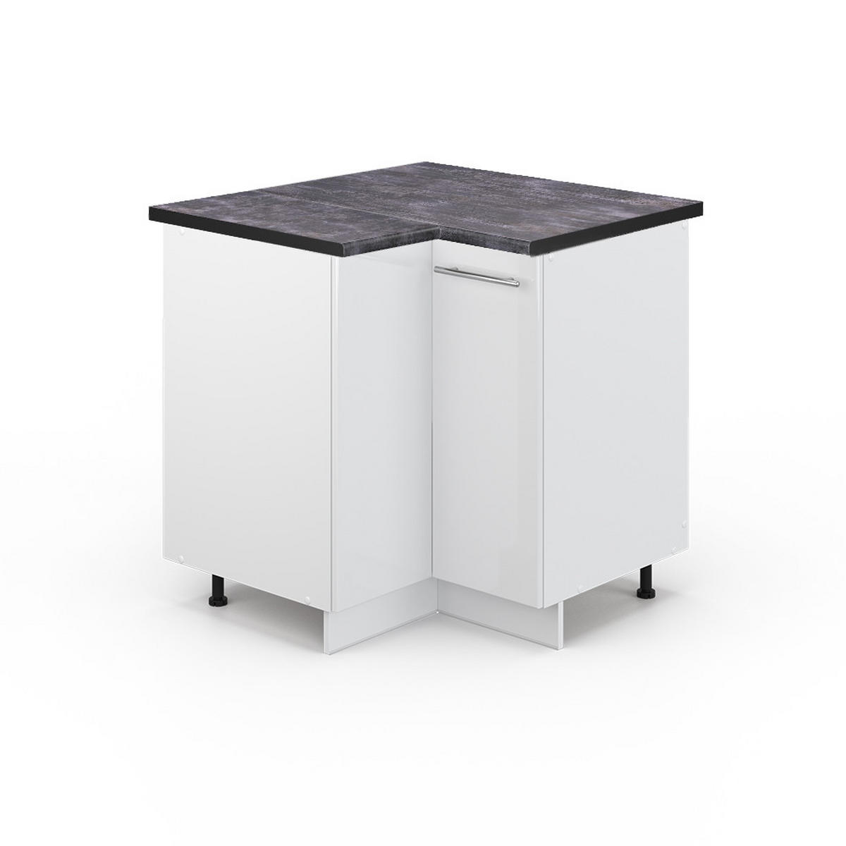 ECKUNTERSCHRANK Fame-Line Weiß Hochglanz 80.5 cm, AP Anthrazit - Weiß Hochglanz/Weiß, Holzwerkstoff (80.5/82/60cm) - Vicco
