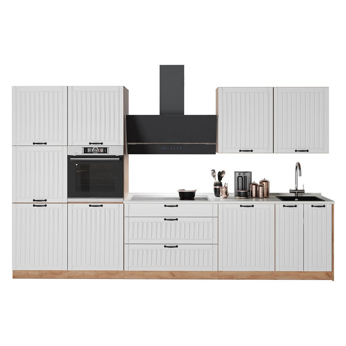 CHICINETĂ Fame-Line, Casă de țară albă/Stejar auriu, 340 cm, AP Antracit - stejar miere/alb, compozit lemnos (340/206.8/60cm) - Vicco