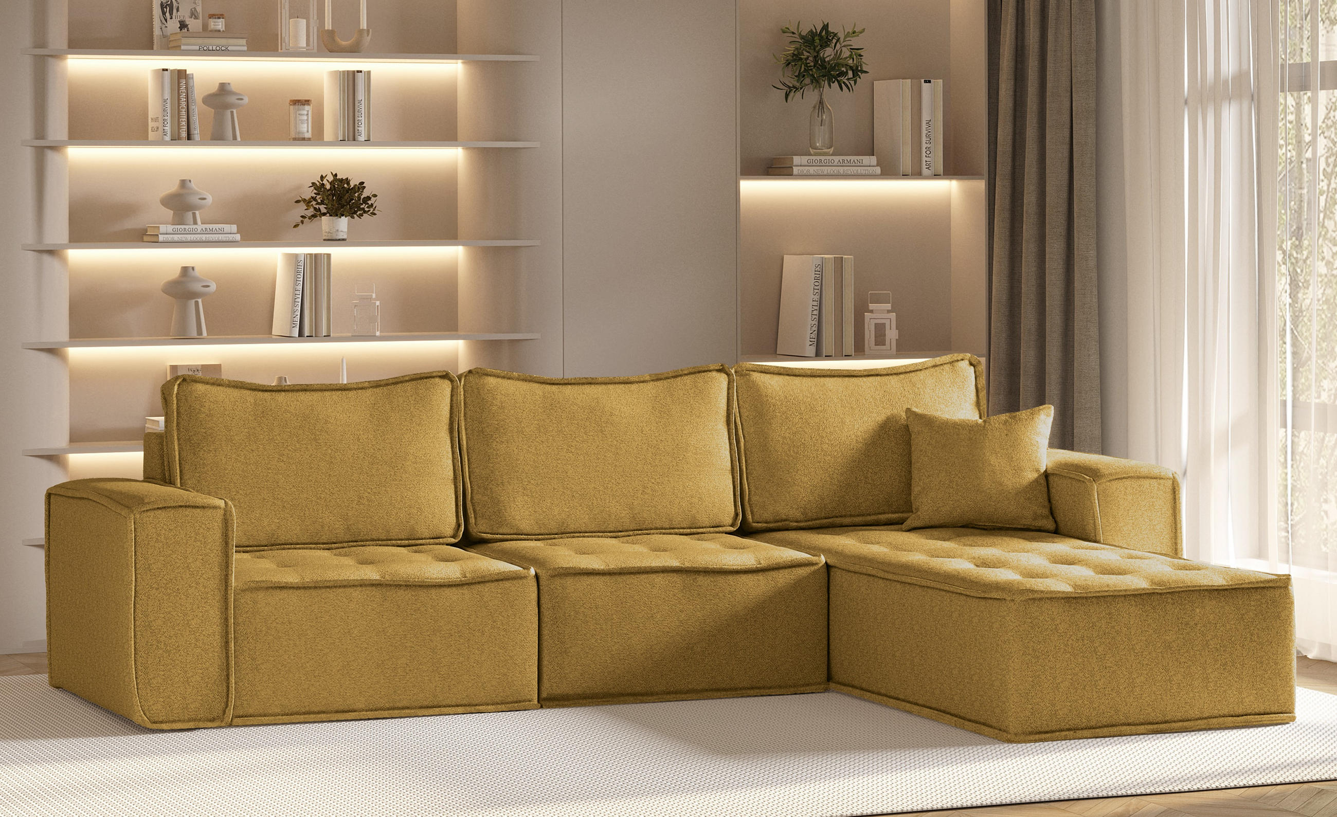 ECKSOFA L-förmige Bohoo-Maxi Gelb Rechts - Gelb, Holz (292/192cm) - Kaiser Möbel