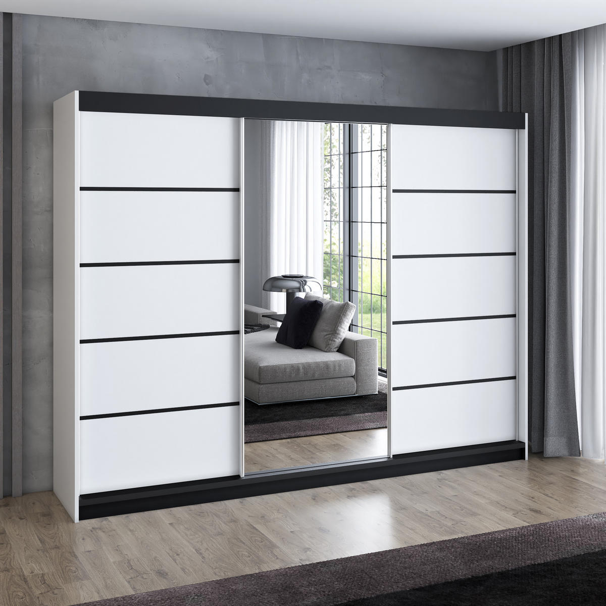 SCHWEBETÜRENSCHRANK 200 cm VILUNO 4 Farbe: Weiß - Weiß, Holzwerkstoff (200/215/59.5cm) - A&J MöbelLand