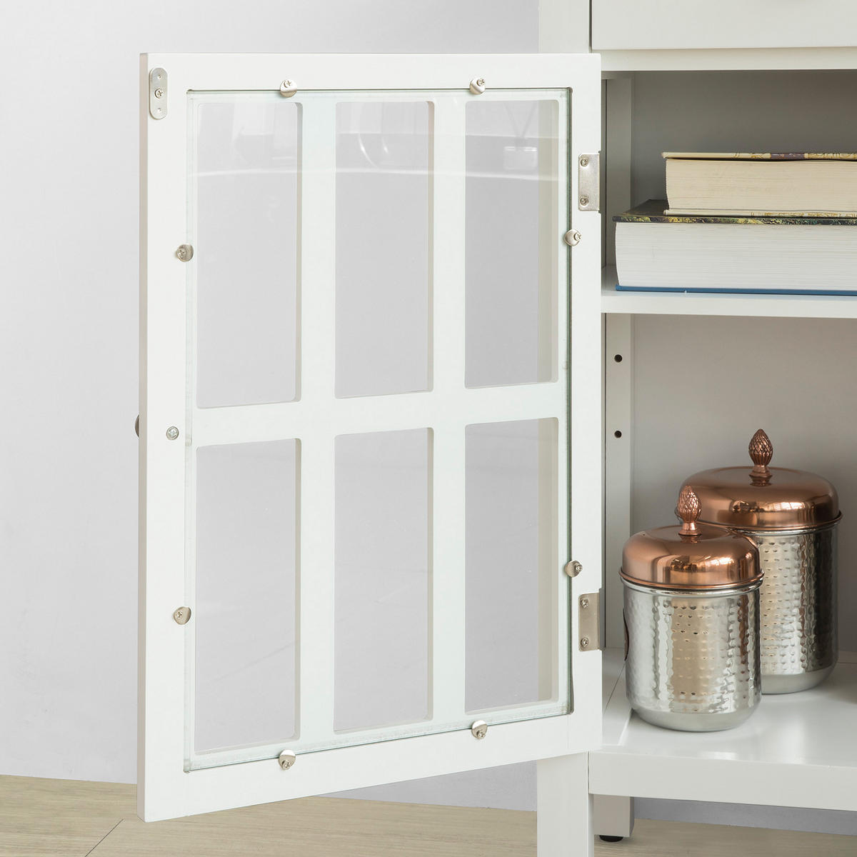 VITRINE Weiß - Weiß, Holzwerkstoff (80/80/34cm) - SoBuy