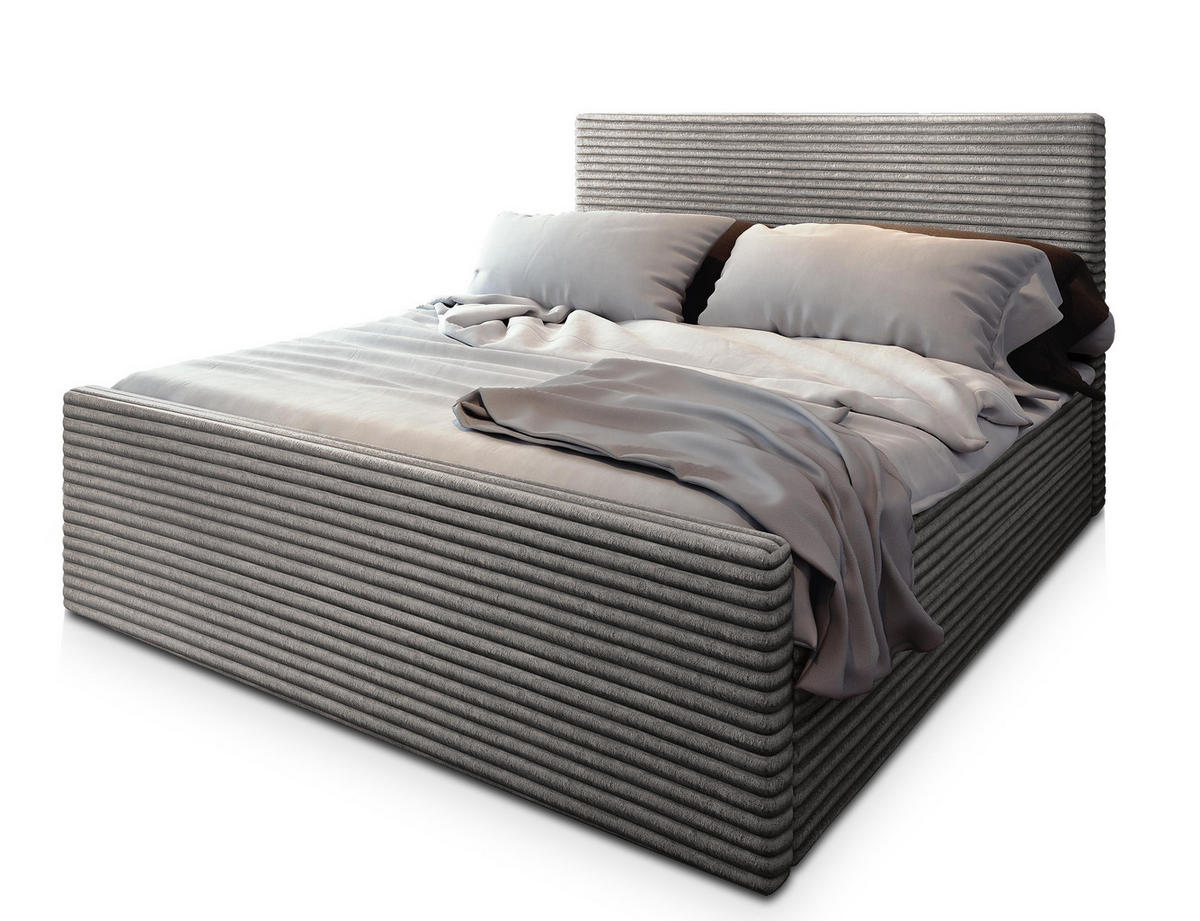 POSTEL BOXSPRING BRENTO 180x200 cm, s matrací a úložným prostorem, světle šedá - světle šedá, kompozitní dřevo/textil (180/200cm) - MASSENO