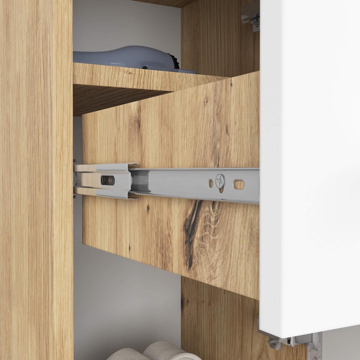 BADEZIMMERSCHRANK Fin Artisan Eiche/Weiß 30x85x30 cm - Eiche Artisan/Weiß, Holzwerkstoff/Kunststoff (30/85/30cm) - Akord