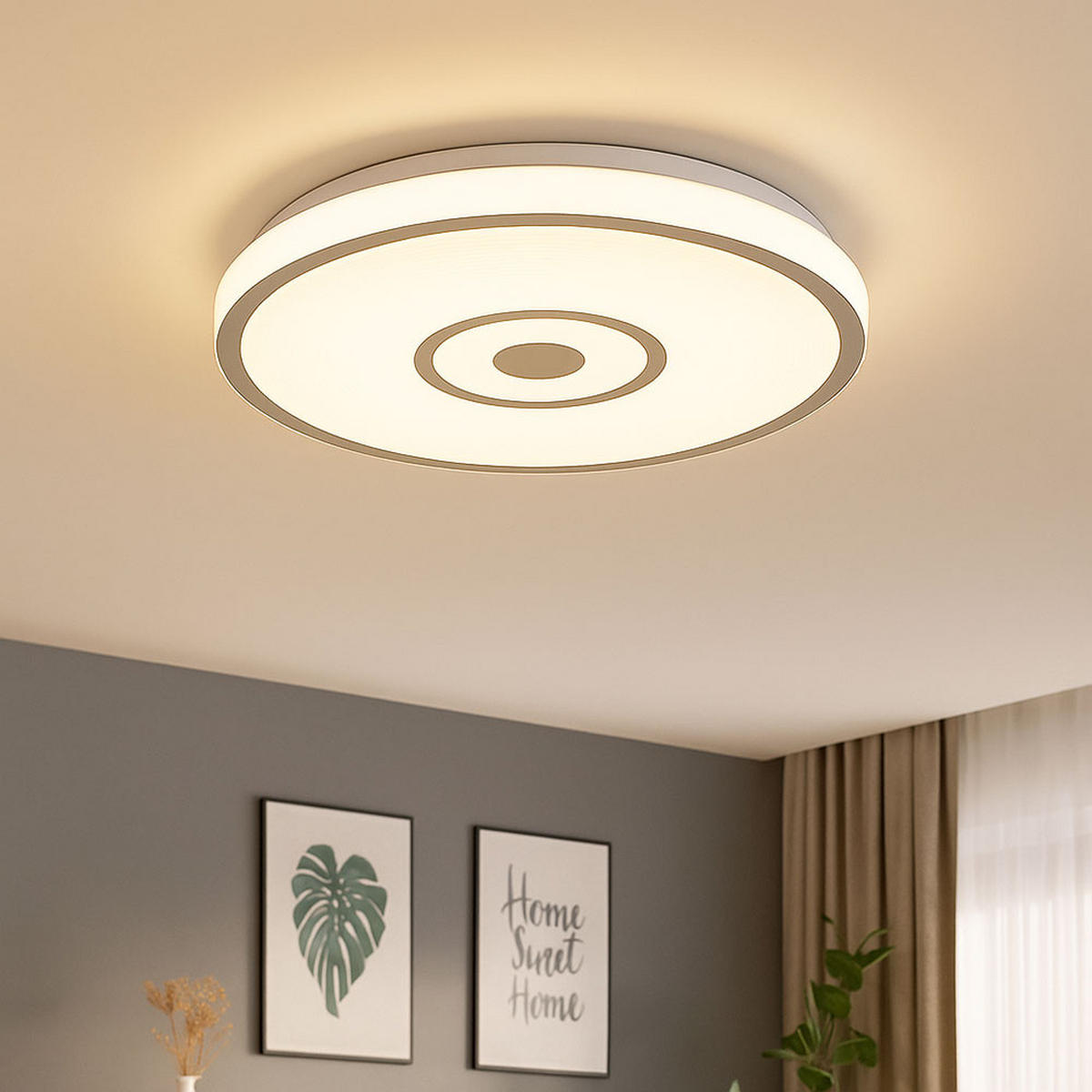 LED DECKENLEUCHTE Callie Chrom Weiß - Weiß, Metall (38/38/5.5cm) - Globo Lighting