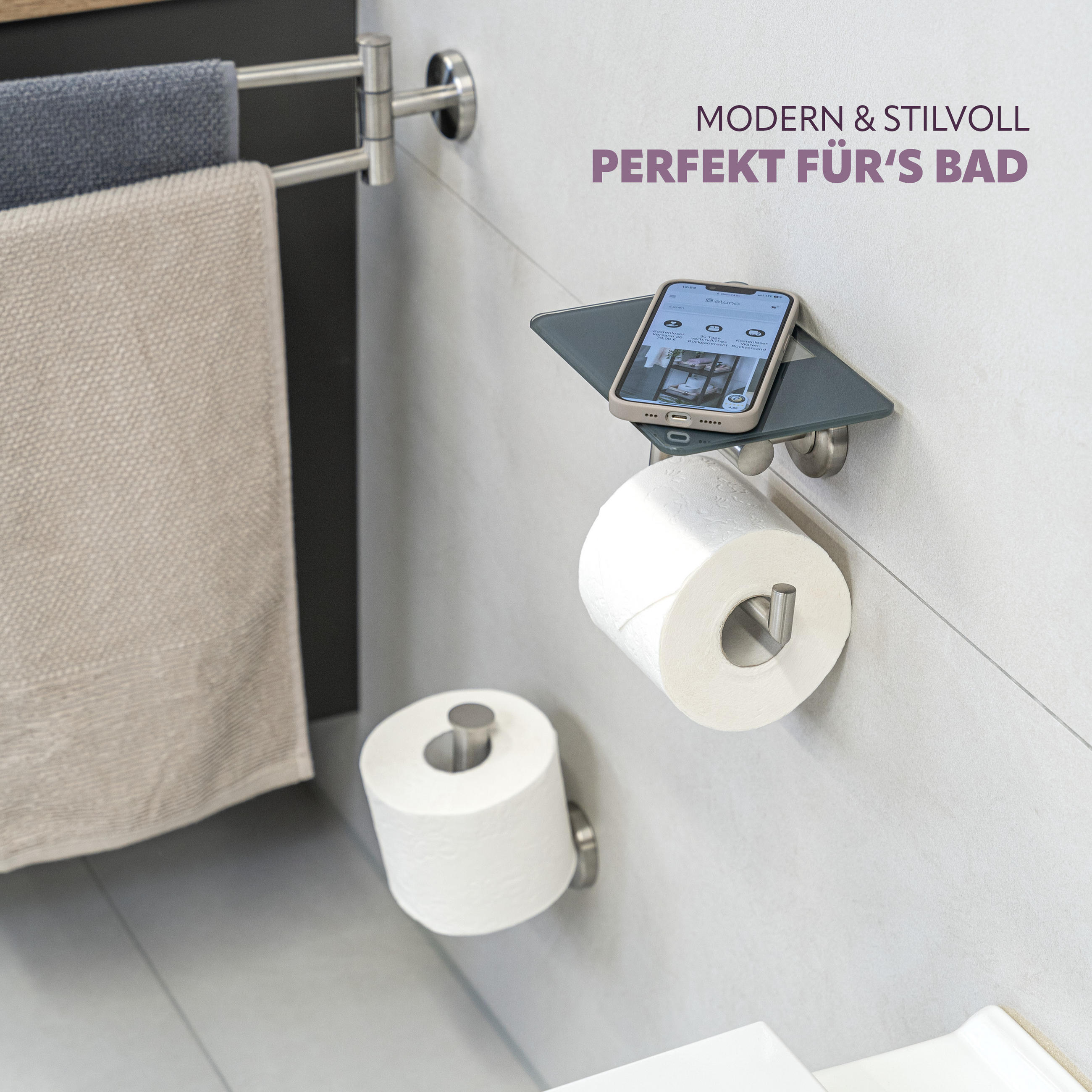 TOILETTENPAPIERHALTER PIAZZA, Edelstahl - Grau, Metall (17/13.4/13.5cm) - bremermann