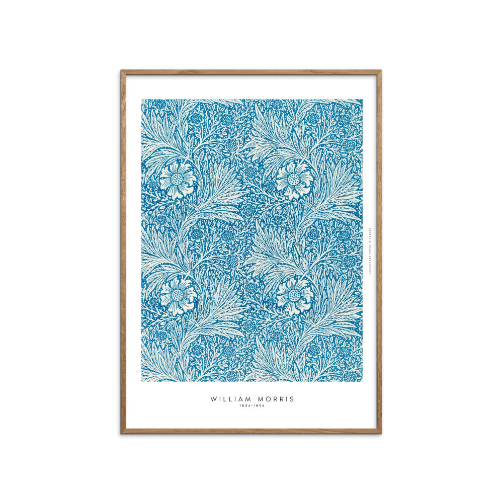 POSTER mit Rahmen William Morris - Blues - Blau/Eichefarben, Holz/Papier (70/100cm) - Poster&Frame