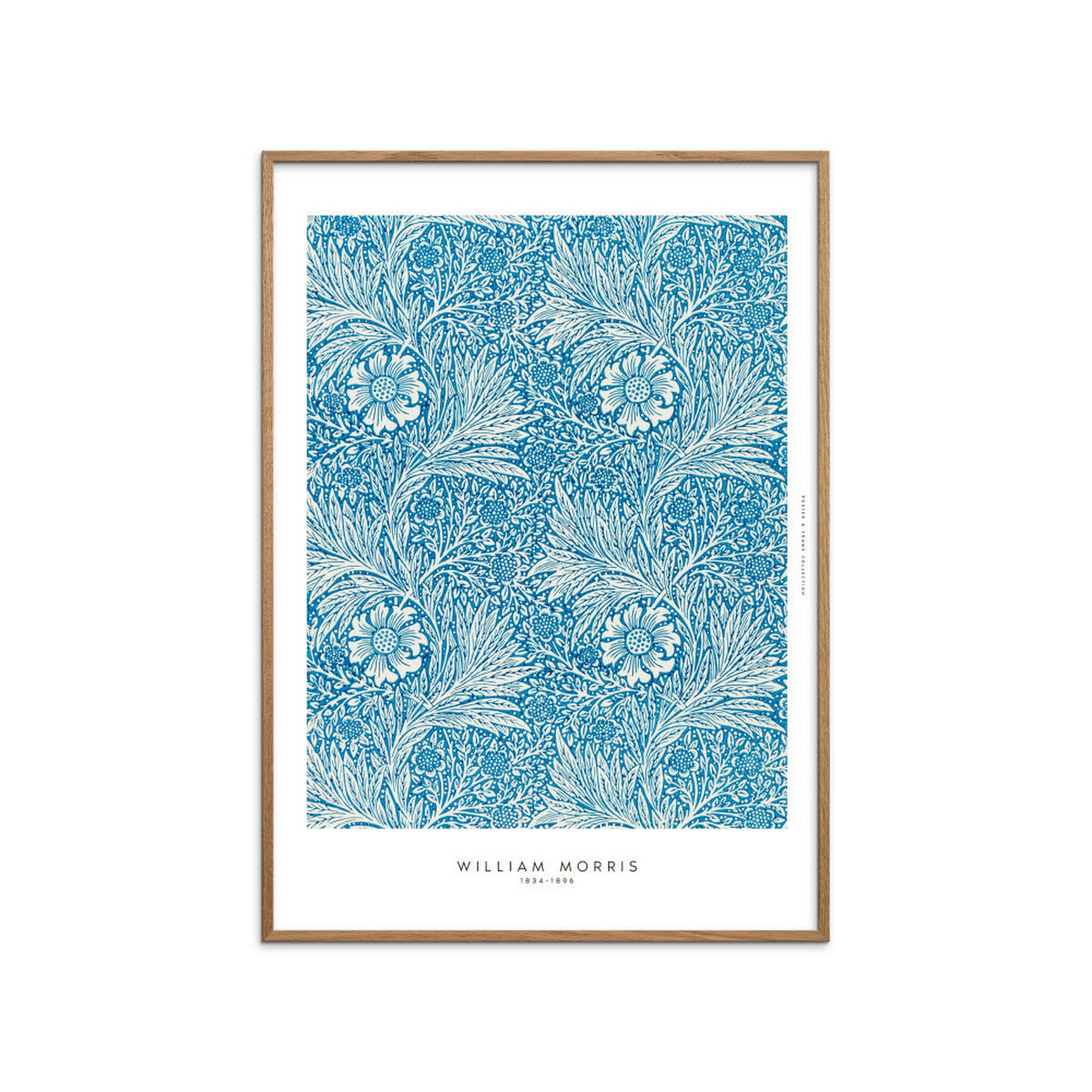 POSTER mit Rahmen William Morris - Blues - Blau/Eichefarben, Holz/Papier (70/100cm) - Poster&Frame