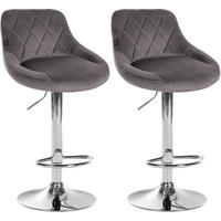 BARHOCKER 2er Set Samt grau - Chromfarben/Grau, Textil/Metall (46/83/49cm) - CLP