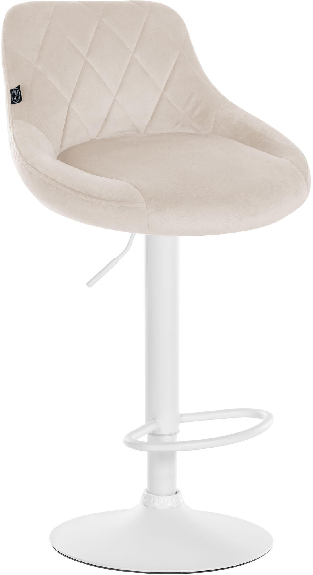 BARHOCKER 2er Set Samt creme - Creme/Weiß, Textil/Metall (46/83/49cm) - CLP