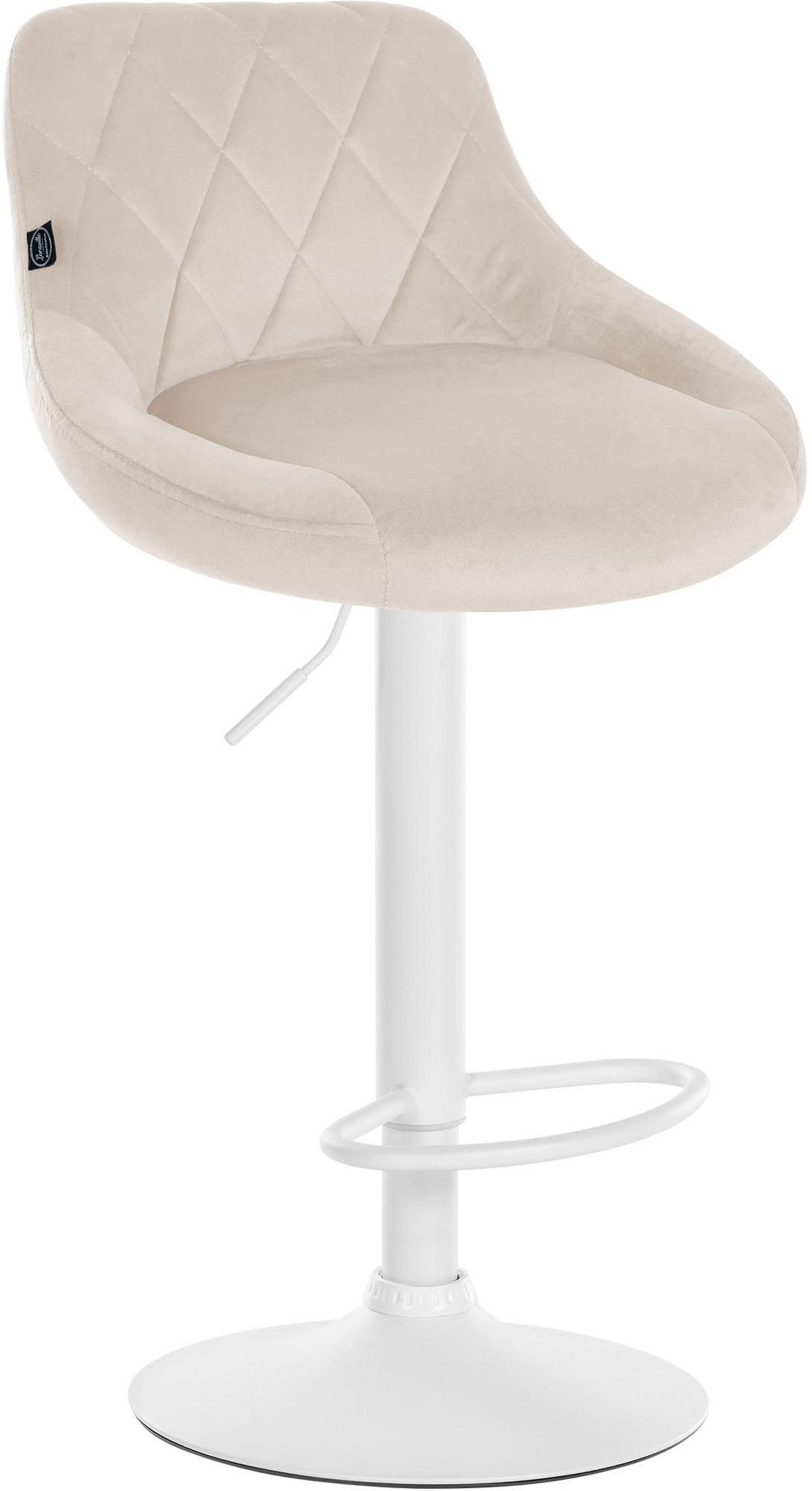 BARHOCKER 2er Set Samt creme - Creme/Weiß, Textil/Metall (46/83/49cm) - CLP