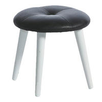 HOCKER Ø36x32 cm, Kunstleder-Holz, Schwarz-Weiß - Schwarz/Weiß, Holz (36/32/36cm) - dasmöbelwerk