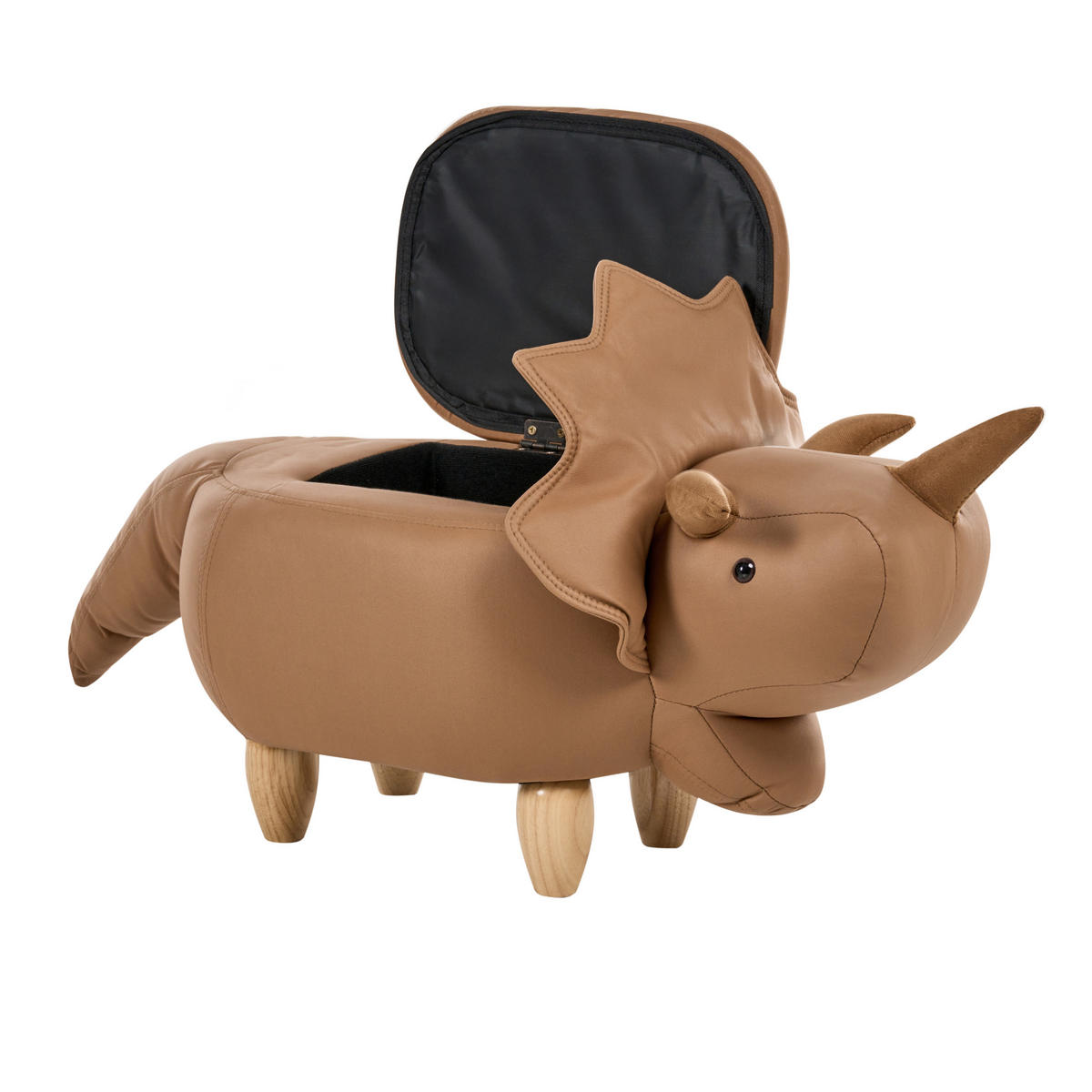 TIERHOCKER Braun Triceratops - Braun, Textil (92/56/42cm) - Beliani