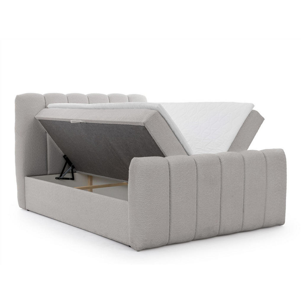 Thumbnail - Fun Möbel Boxbett, Silber, Textil, 180x200 cm, Schlafzimmer, Betten, Boxspringbetten