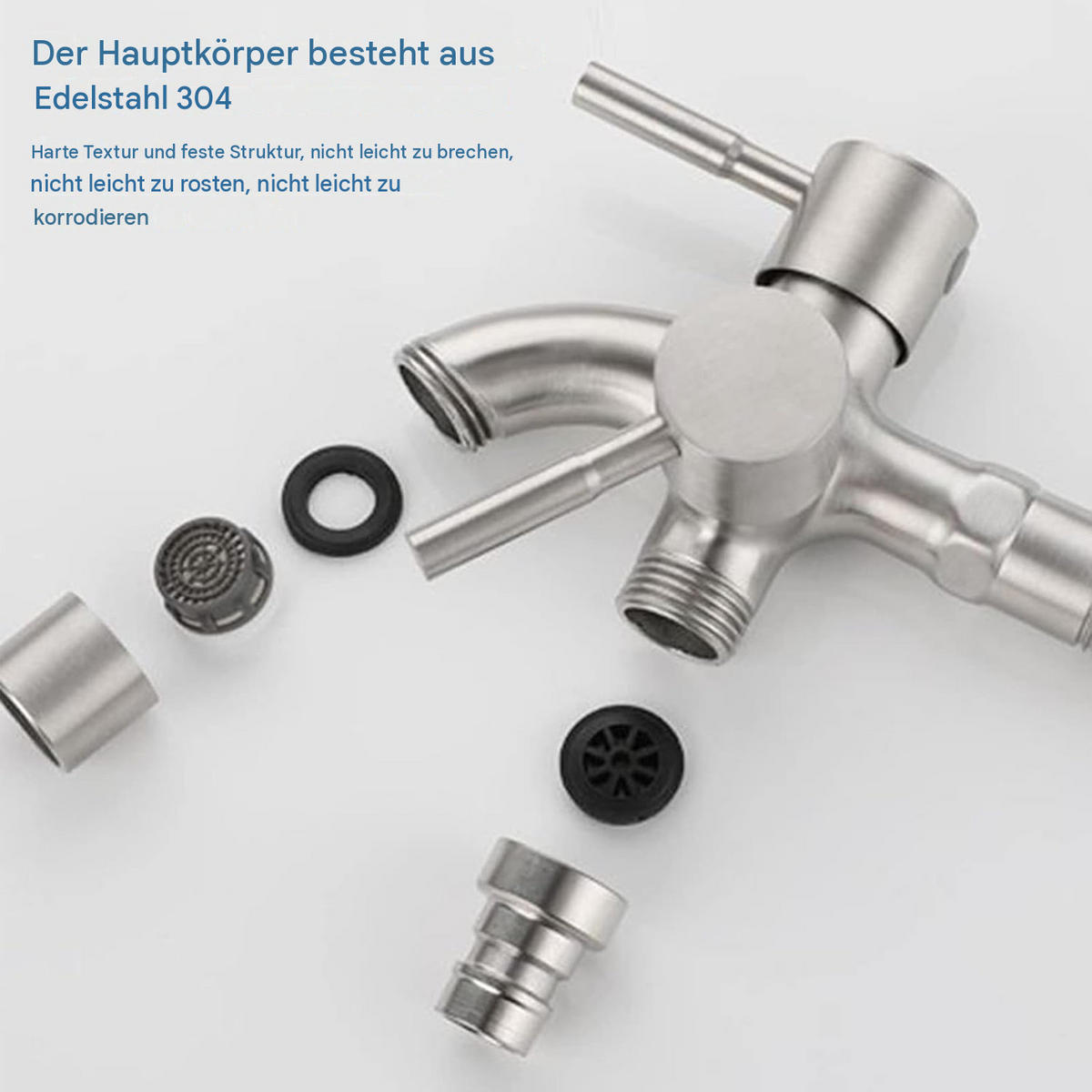 BADEZIMMERARMATUR, 14*13*7cm, doppelseitige Öffnung (spitzer Auslauf + Sieb) an der mittleren Längsseite，Silberner . - Silberfarben, Metall (14/7/13cm) - Vallsero