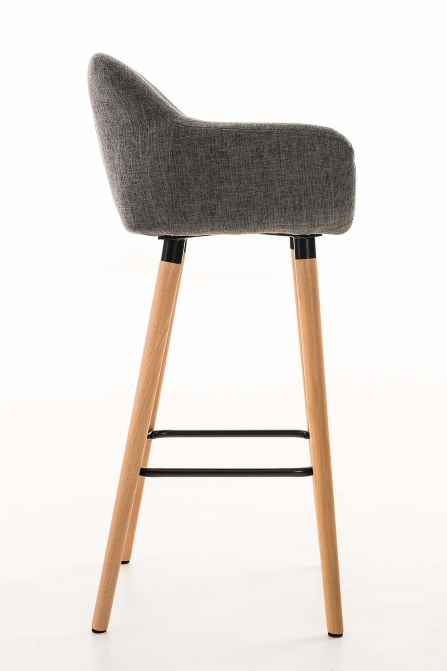 BARHOCKER Grande, 2er Set, Gestell Holz, Stoff Hellgrau - Braun/Grau, Holz/Textil (55/99/46cm) - TPFLiving