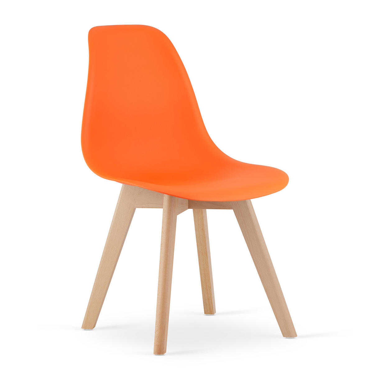 ESSZIMMERSTUHL 2-er Set KITO orangefarbener Sitz, natürliche Beine - Orange/Naturfarben, Kunststoff (46/80/54.5cm) - Valora