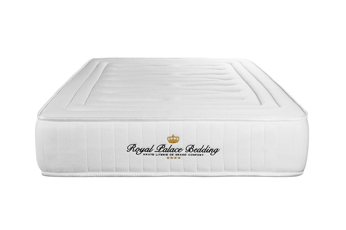 BETT Nottingham Memory-Schaum 90 x 200 cm h3 - Kit Bettgestell Weiß - Beige/Weiß, Karton/Holz (90/200cm) - ROYAL PALACE BEDDING