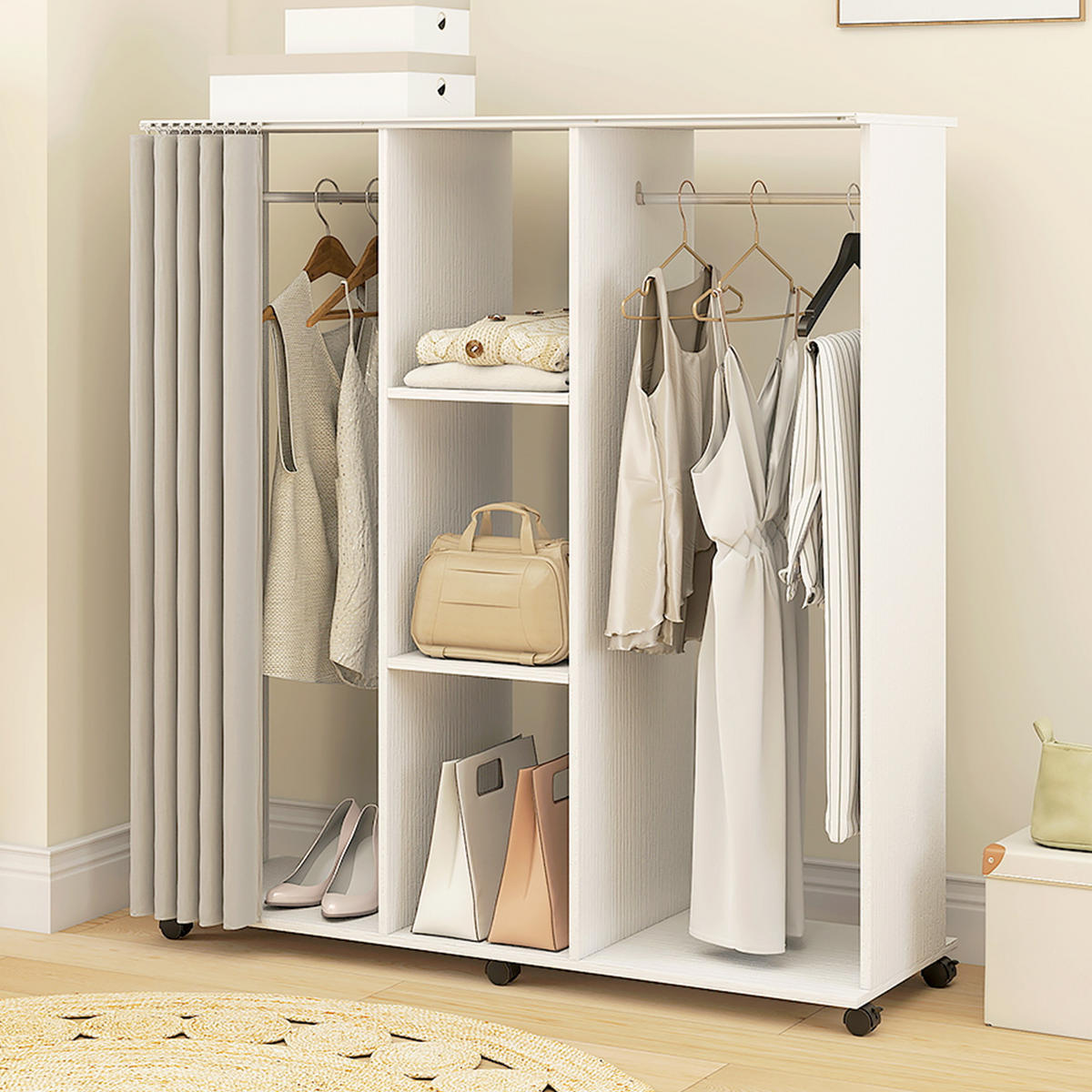 KLEIDERSCHRANK DE-17208 Weiß - Weiß, Holzwerkstoff (40/128/120cm) - ComfortXL