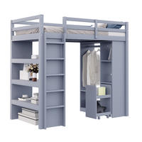 HOCHBETT 90/200 cm grau mit Stauraum und abnehmbarem Trolley mit Matratze - Grau, Holzwerkstoff (90/200cm) - OKWISH