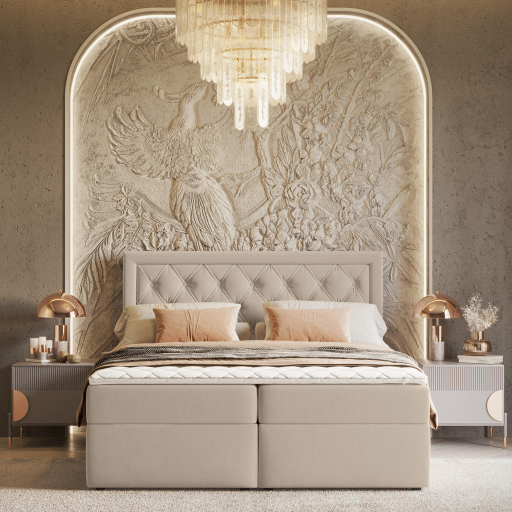 Thumbnail - Maison de Reve Boxbett, Hellbraun, Textil, Buche, Kiefer, H2, Höhe ca. 20 cm, 120x200 cm, Oeko-Tex® Standard 100, FSC 10...