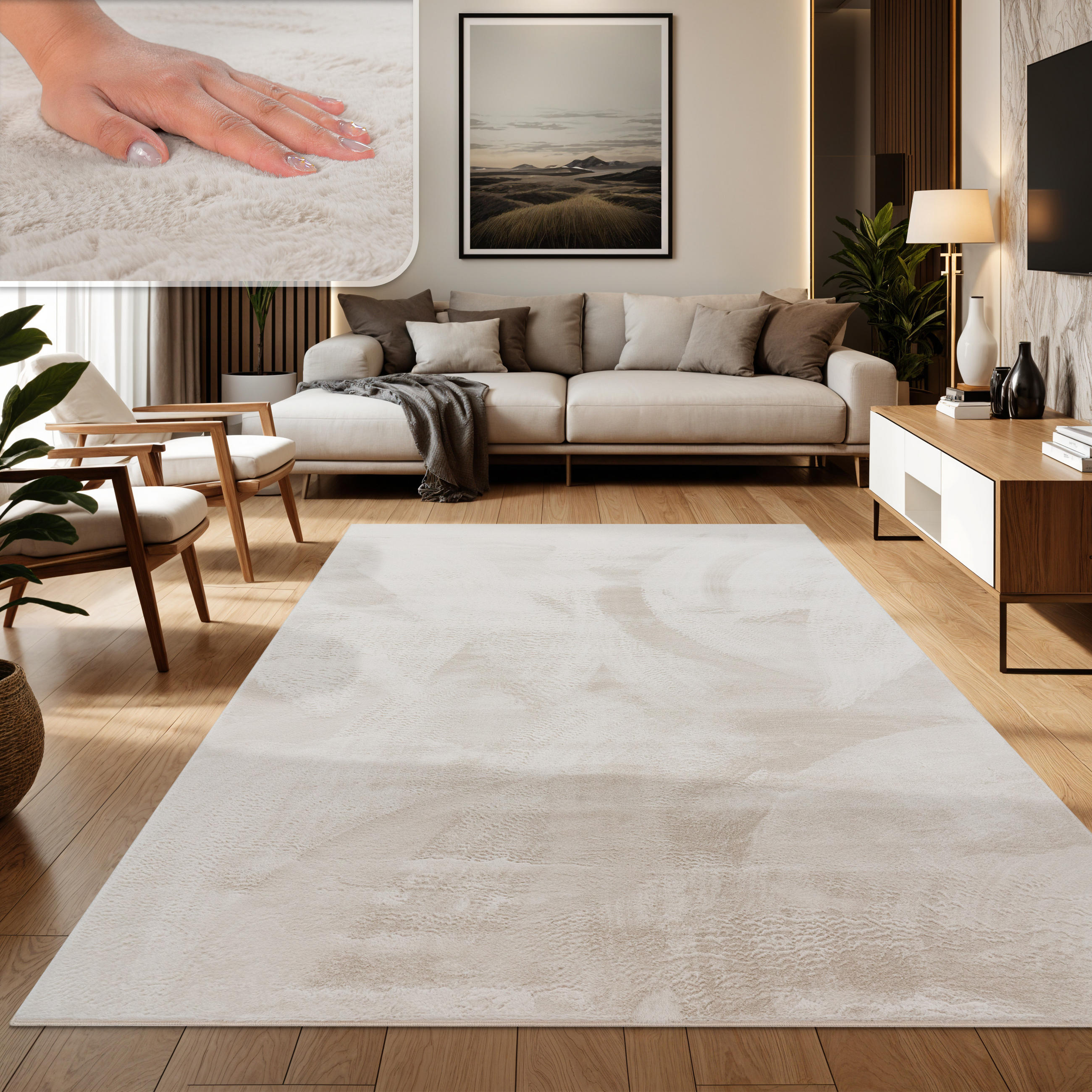 HOCHFLORTEPPICH 80/150 cm Soft 380 - Creme, Textil (80/150cm) - Paco Home