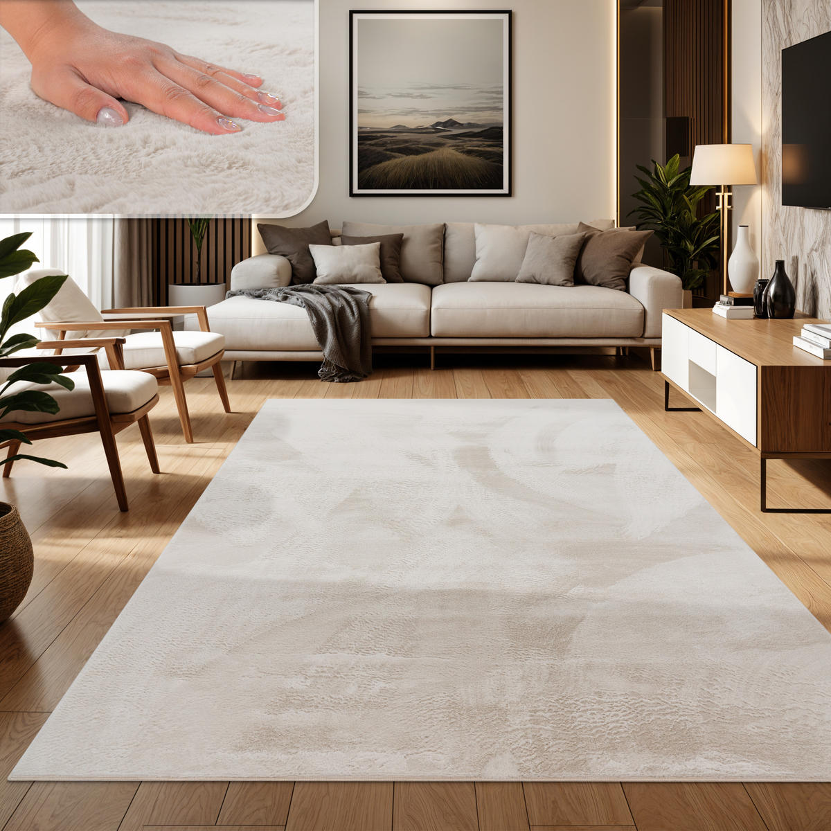 HOCHFLORTEPPICH 100/200 cm Soft 380 - Creme, Textil (100/200cm) - Paco Home
