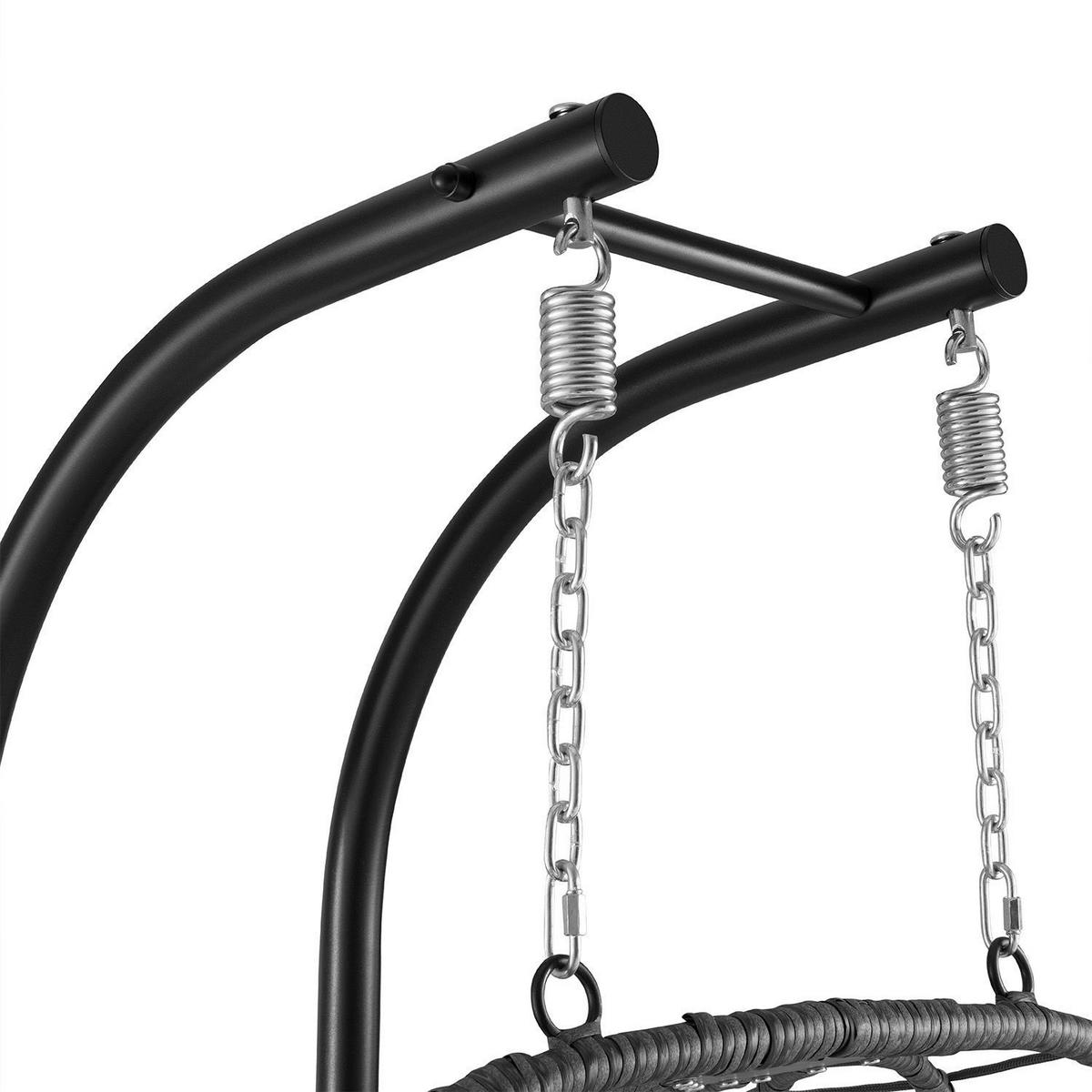 XXL-KORBHÄNGESESSEL Aria grau inkl. waschbare Bezüge - Grau, Kunststoff/Metall (130/197/127cm) - Juskys