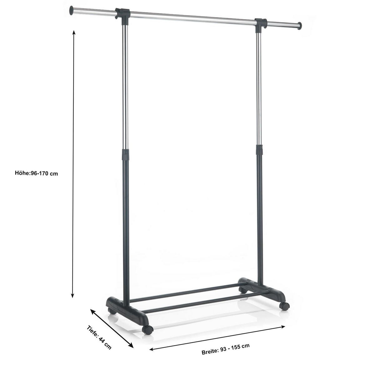 ROLLGARDEROBE SALA - Schwarz, Metall (93/96/44cm) - CARO-Möbel