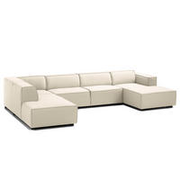 WOHNLANDSCHAFT mit Longchair & Ottomane - Schwarz/Weiß, Kunststoff/Textil (369/70/234cm) - home24