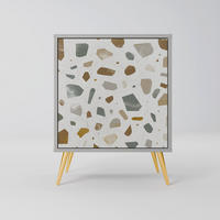 SIDEBOARD PIECES OF TOMORROW, Grau, 57,5x42x75,5 cm, Goldfarbene Metallfüße - Goldfarben/Multicolor, Holzwerkstoff/Metall (57.5/75.5/42cm) - SpaceRebels