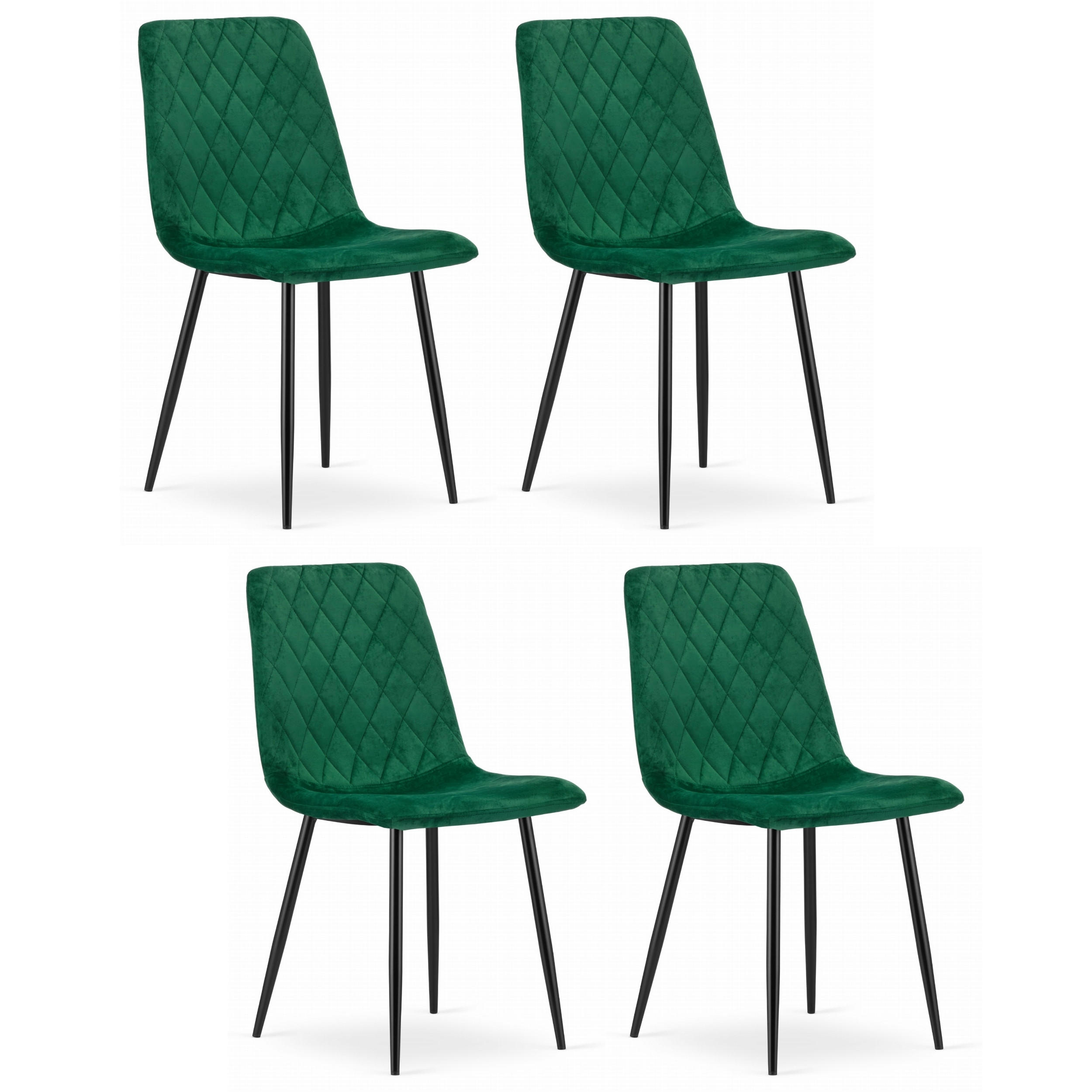 STUHL SCANNO 4-er Set, Grün, mit Samtstoff gepolstert - Grün, Textil/Metall (45/89/53cm) - Komodee