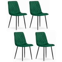 STUHL SCANNO 4-er Set, Grün, mit Samtstoff gepolstert - Grün, Textil/Metall (45/89/53cm) - Komodee