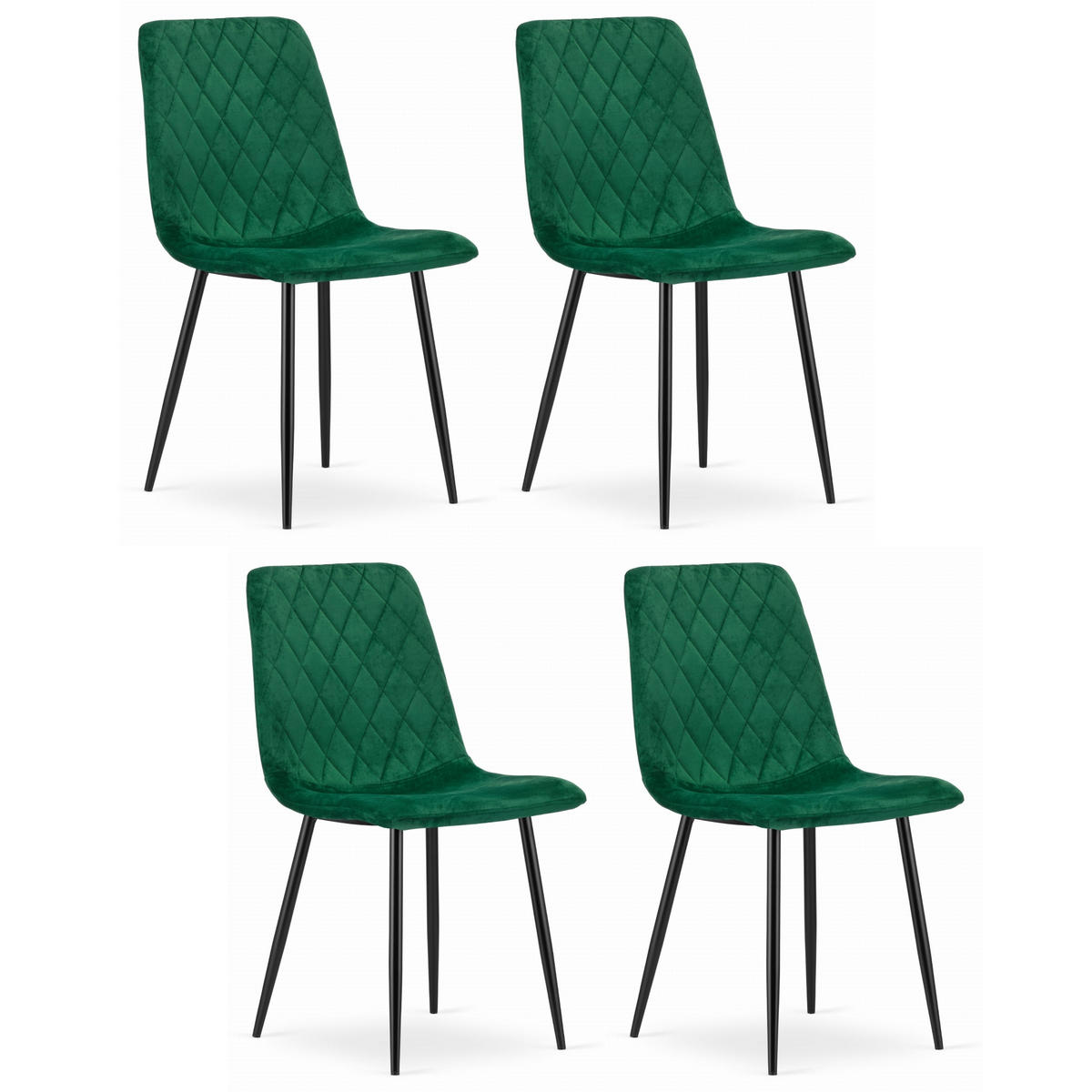 STUHL SCANNO 4-er Set, Grün, mit Samtstoff gepolstert - Grün, Textil/Metall (45/89/53cm) - Komodee