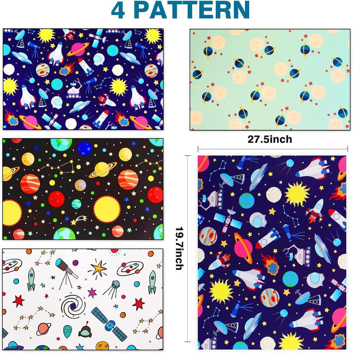 GESCHENKPAPIER Set Weltraum 5 Bögen 70 x 50 cm - Multicolor, Papier (15/0.5/20cm)