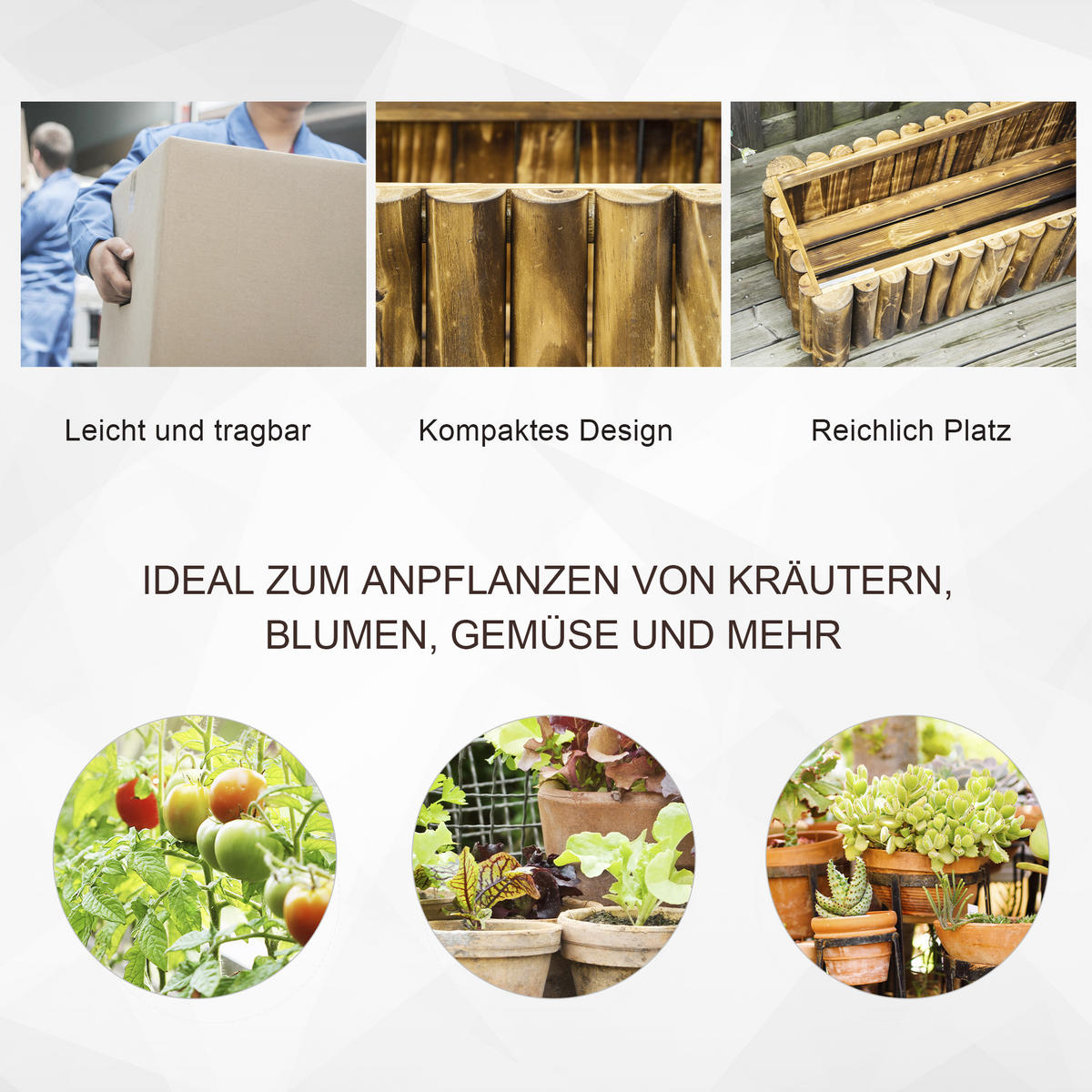 HOCHBEET Pflanzkasten Pflanzbeet Blumenbeet Blumenkasten, Tannenholz, Naturholz - Fichtefarben, Holz (35/30/78cm) - Outsunny