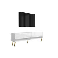 TV-LOWBOARD 170 cm Mattweiß / Hochglanzweiß, goldene schräge Beine, 170 × 32 × 52 cm - Weiß, Holzwerkstoff (170/52/32cm) - 3XE LIVING