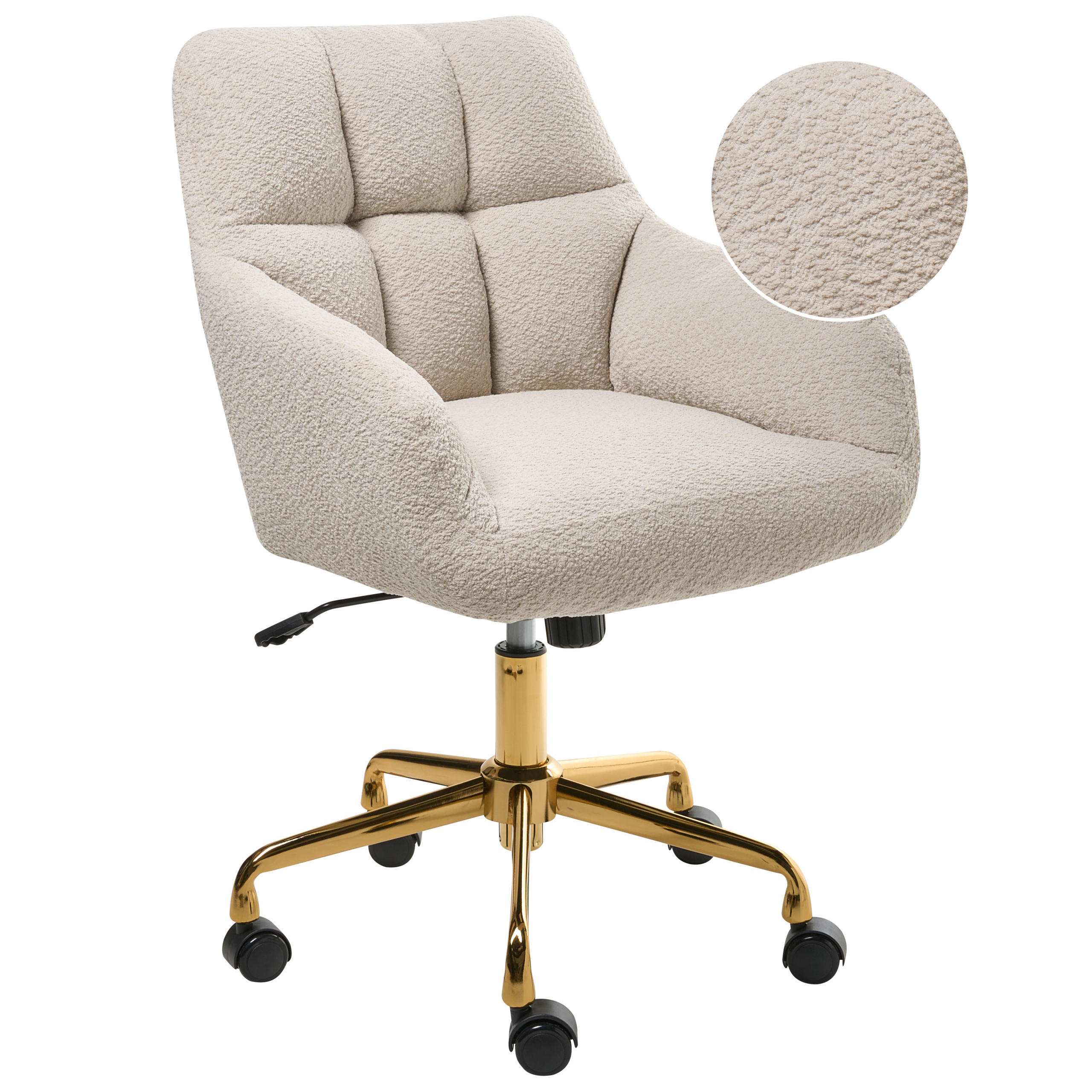 SCHREIBTISCHSTUHL Beige Palmdale - Beige/Goldfarben, Textil (58/87/61cm) - Beliani