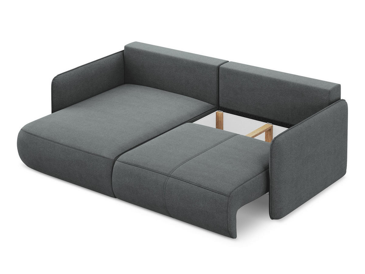 ECKSOFA mit Schlaffunktion Strukturstoff Stoff Grau - Schwarz/Grau, Kunststoff/Textil (148/207cm) - Makamii